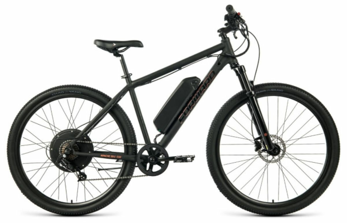 Горные (кросс-кантри) велосипеды E-Forward Электровелосипед E-Forward Apache 27,5 E-350 2022, 19" черный матовый/черный