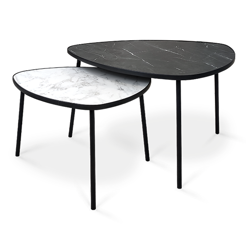 Комплект журнальных столиков. TWIX. Белый /Черный мрамор.