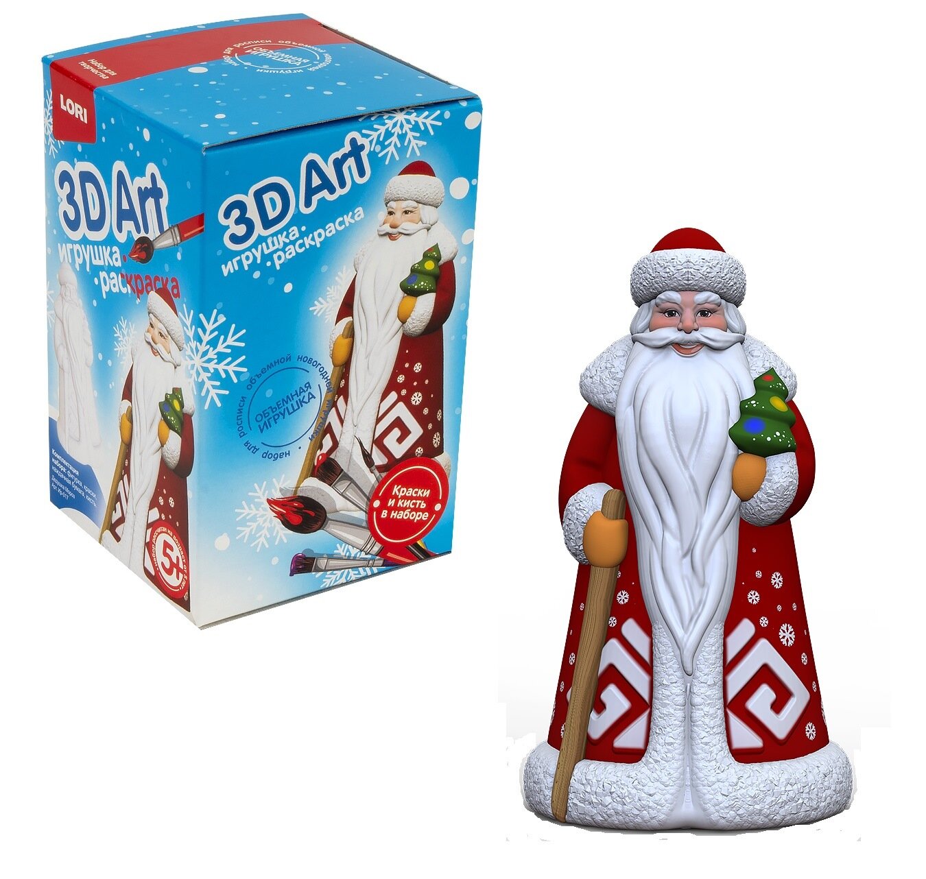 LORI 3DArt Игрушка-раскраска Дедушка Мороз (комплект материалов для изготовления, в коробке, от 5 лет) Ир017, (ООО "7-Я")