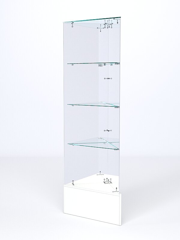 фото Витрина стеклянная "истра" угловая №111-У трехгранная (без дверок, бока - зеркало), Белый 45 x 45 x 180 см (ДхШхВ)