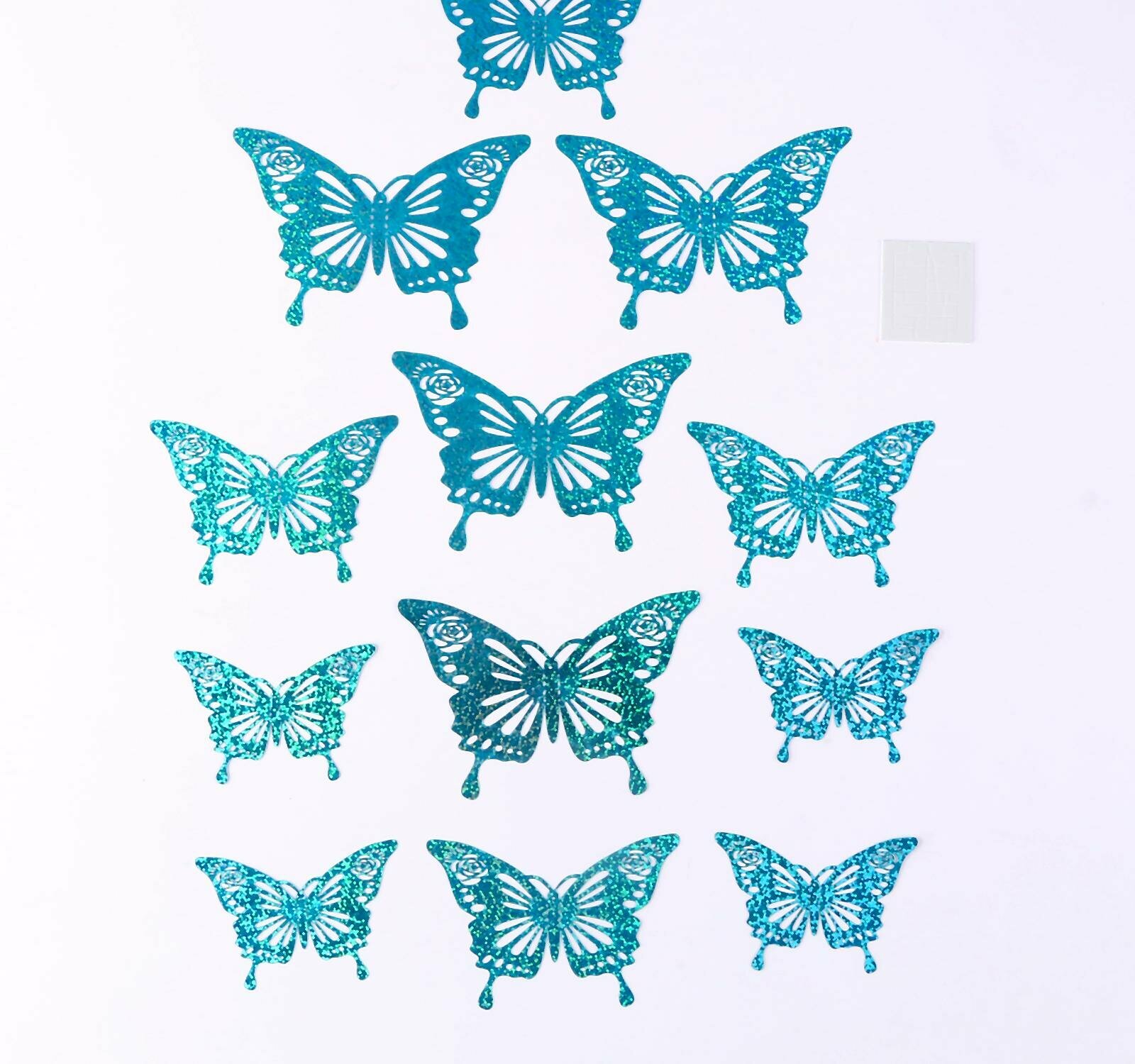 Набор для украшения "Бабочки", набор 12 шт, цвет голография голубой