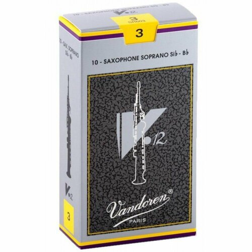 Vandoren SR-603 - Трость для саксофона сопрано (№ 3), серия V12, упаковка 10 штук трость для сопрано саксофона 3 0 1 шт vandoren jazz 3 0 sr403