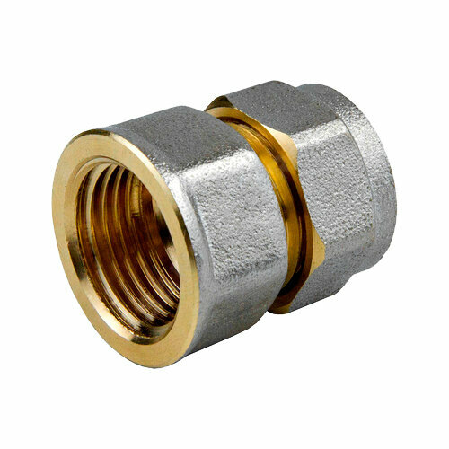 Соединитель обжимной 26х3/4 внутренняя резьба никелированная латунь
