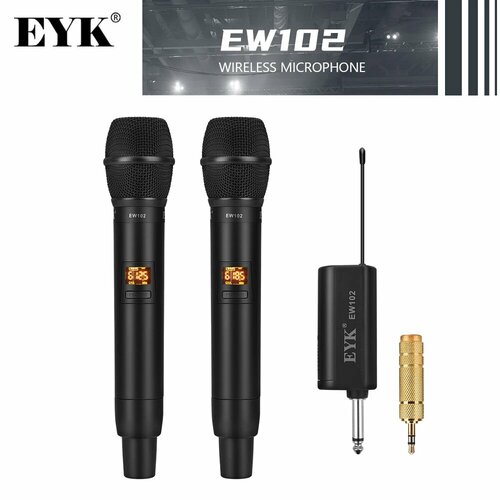 Микрофон беспроводной EYK EW102 UHF для караоке с портативным перезаряжаемым приемником 2 шт 800000₽