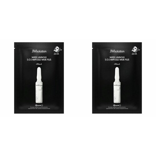 jmsolution маска для лица тканевая water luminous s o s ampoule mask plus black восстанавливающая 30 мл 3 шт Jmsolution Маска для лица тканевая Water Luminous S.O.S. Ampoule Mask Plus Black, Восстанавливающая, 30 мл, 2 шт