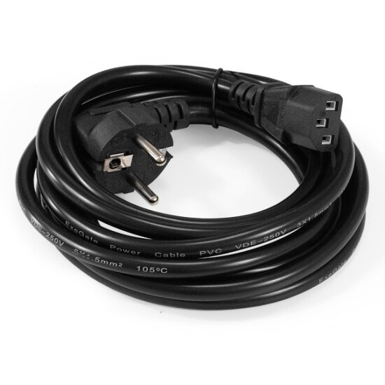 Кабель питания Exegate EX295578RUS (Евровилка угловая Schuko-C13, VDE-250V-3*1.5mm2, медь, черный, 10A, 3м) - фото №1