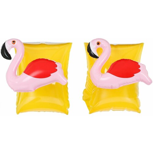 Нарукавники детские надувные Фламинго с фигуркой, для плавания, подходят для бассейна и открытых водоемов надувные повязки на руку с насосом