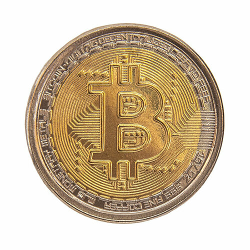 Монета сувенирная на удачу Биткойн золотой 2,5 см