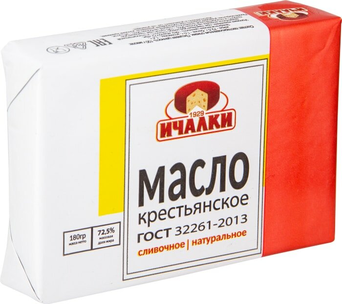 Масло сливочное Ичалки Крестьянское 72.5% 180г