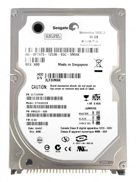 Жесткий диск Seagate ST960822A 60Gb 5400 IDE 2,5" HDD