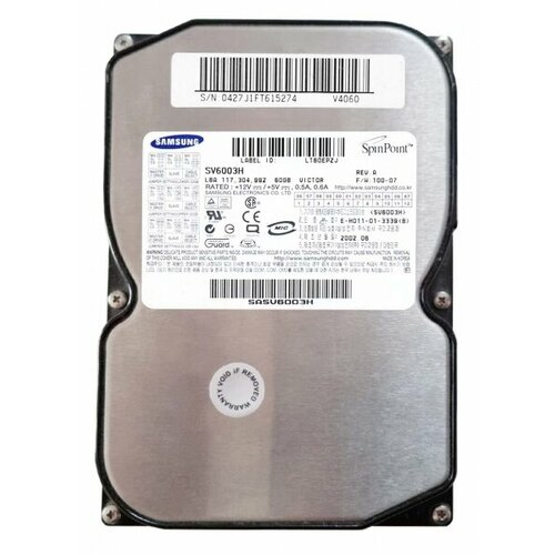 Жесткий диск Samsung SV6003H 60GB 5400 IDE 35 HDD 3650₽