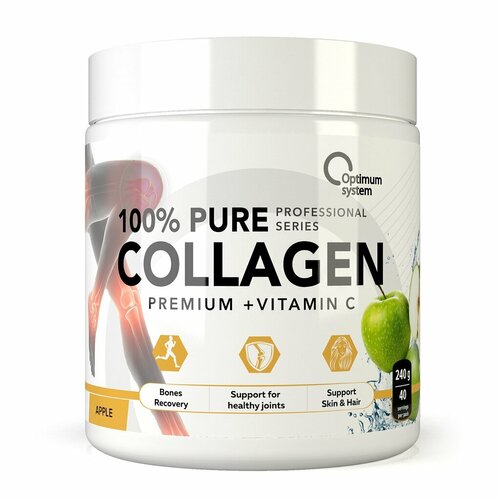 Optimum System 100% Pure Collagen Powder 240 гр (Optimum System) Яблоко optimum system 100% whey protein 900 гр optimum system тропические фрукты