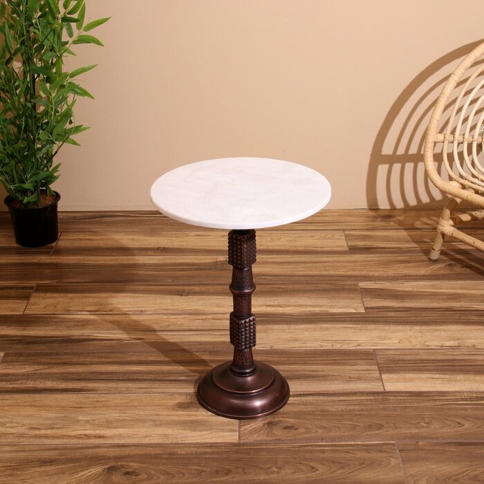 фото Стол кофейный 41х41х56 см, алюминий/мрамор