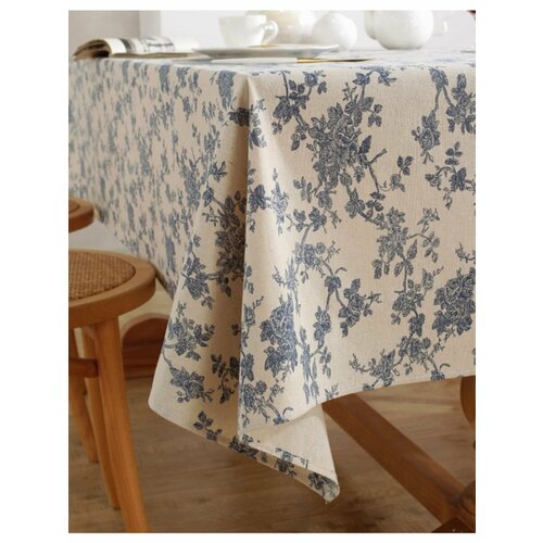 Скатерть Гжель с цветами 100 см на 140 см
