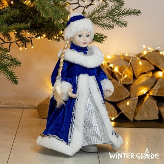 Фигурка новогодняя Winter Glade Снегурочка 38 см синий с ногами