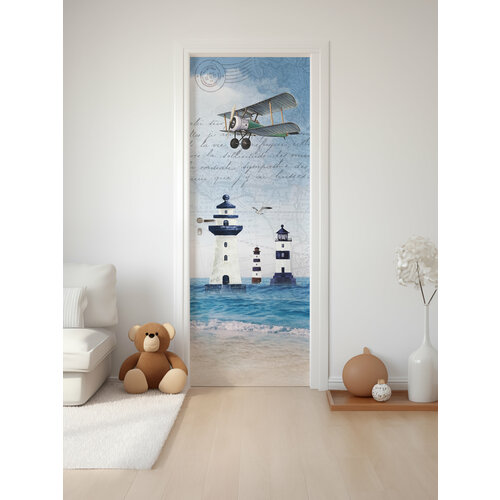 Плотная виниловая самоклеящаяся Маяк интерьерная наклейка на дверь 80х210 см, самоклейка на шкаф, мебель в детскую