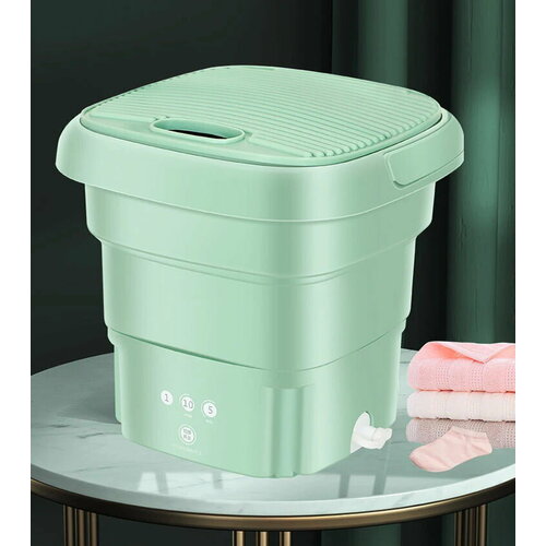 Стиральная машина складная стиральная машина-ведро с отжимом и сливом 45 л для дома и путешествий зеленый 2312₽