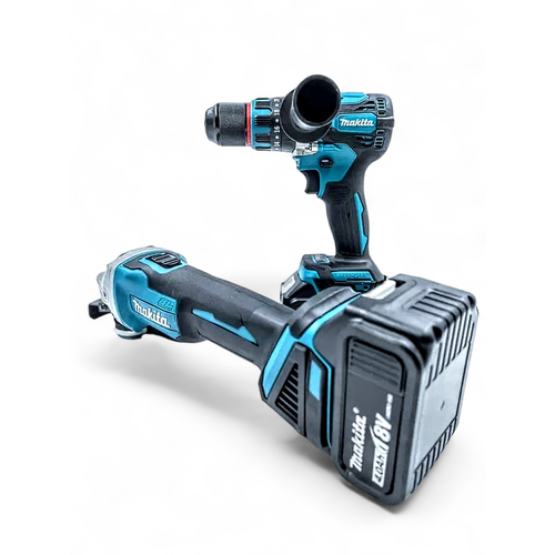 Бесщеточный набор инструментов 2в1 Болгарка плавный пуск c регулировкой скорости ударный шуруповерт с ручкой 2 аккумулятора 18v 1120000₽