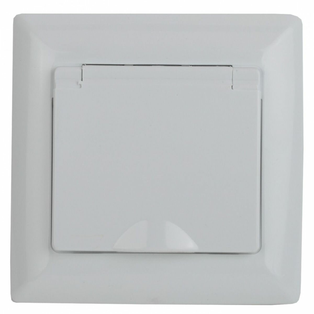 фото Розетка Intro Solo 4-203-01 с заземлением 2P+ESchuko с крышкой, 16А-250В, IP20, СУ, белый