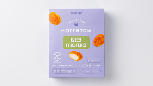 Наггетсы без глютена из мяса индейки, зам.(Продукт замороженный)