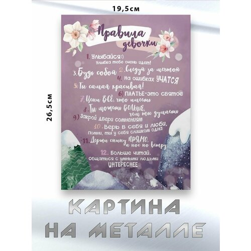 Картина для интерьера на стену с принтом Правила Девочки картина на металле 750₽