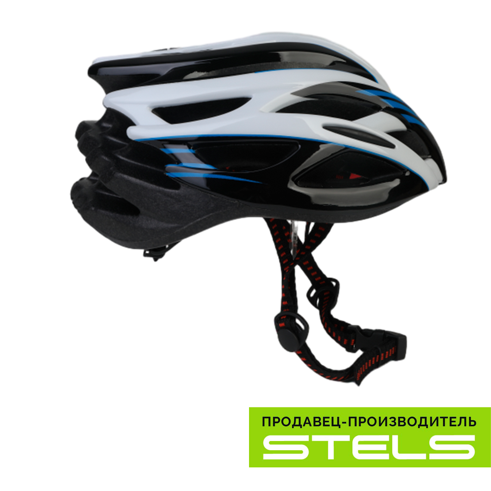Шлем защитный для катания на велосипеде FSD-HL008 (in-mold) сине-чёрно-белый размер L VELOSALE (item:010)