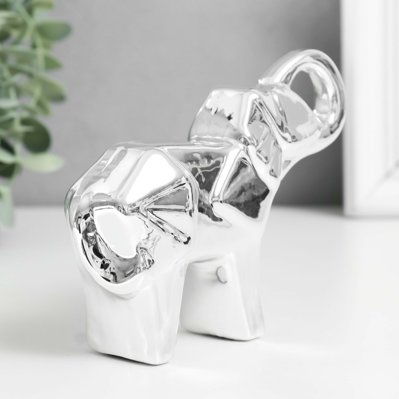 Sima-land Сувенир керамика "Слон" оригами серебро 14х3,5х10 см