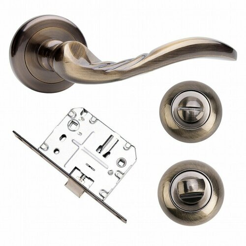 Комплект ручек Qually A-1238E5 ручка защелка фиксатор ант бронза 3984₽