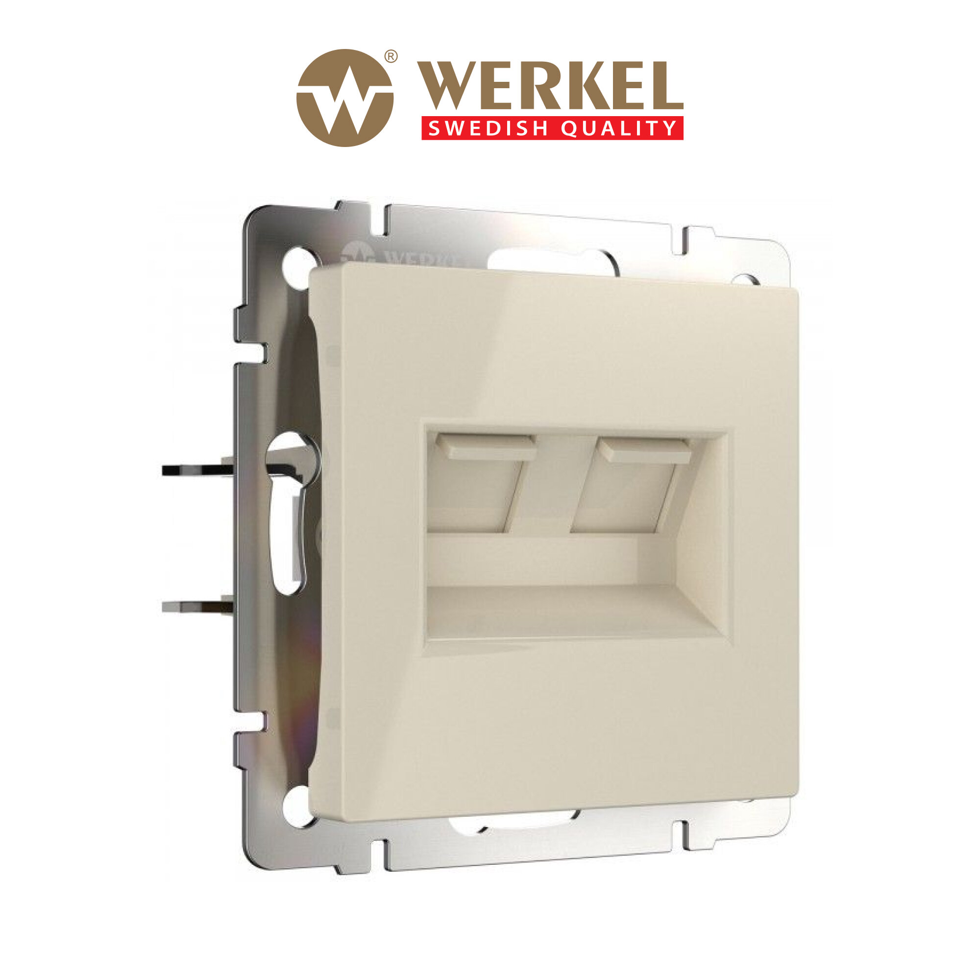 Розетка для интернета двойная RJ-45 Werkel W1181103 слоновая кость IP20