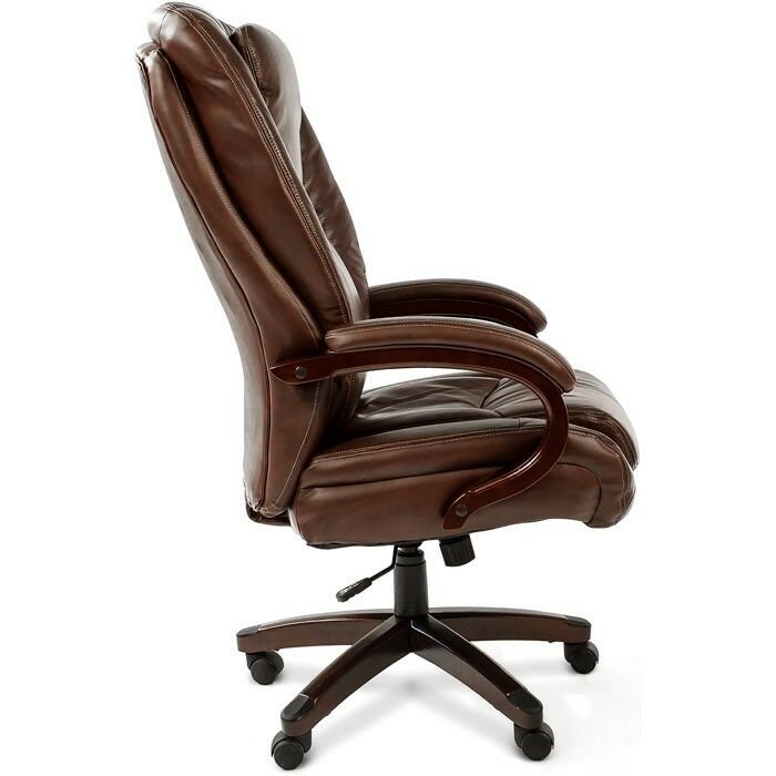 Офисное кресло Chairman 408 Россия кожа+PU черн. (7030084) - фото №7