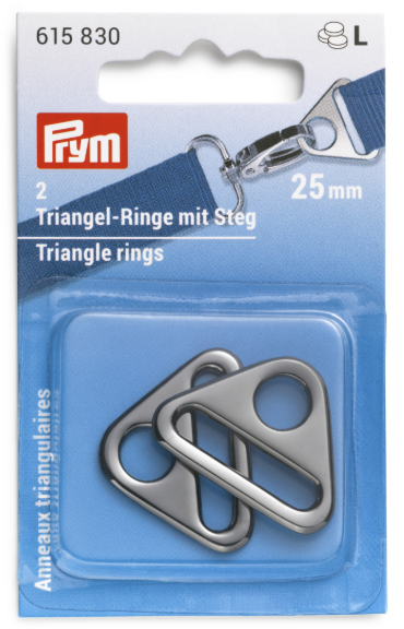 Треугольные кольца 25мм, сплав цинка, оружейного металла, 2шт в упаковке PRYM 615830