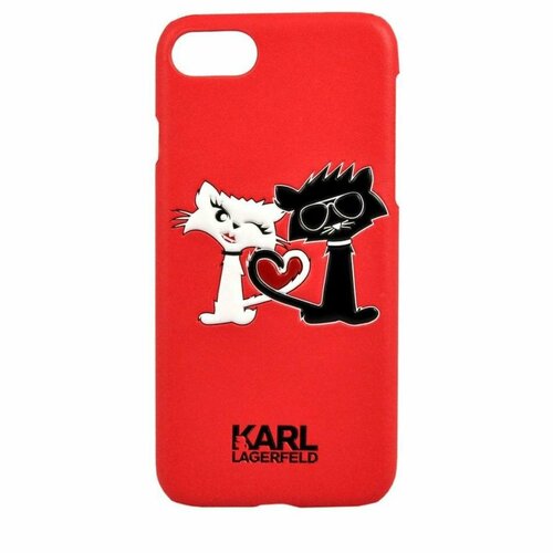 накладка karl lagerfeld k peek a boo hard transparent для iphone 6 6s navy pink Чехол Karl Lagerfeld Choupette in love Hard iPhone 6/6S Red