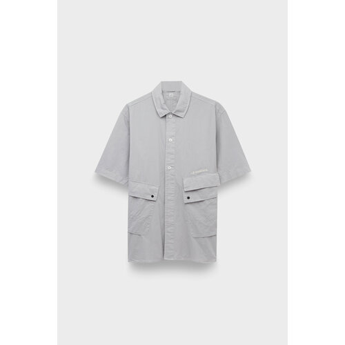 Рубашка C.P. Company, popeline pocket shirt, размер 56, серый рубашка приталенная из поплина с вышитым логотипом l синий