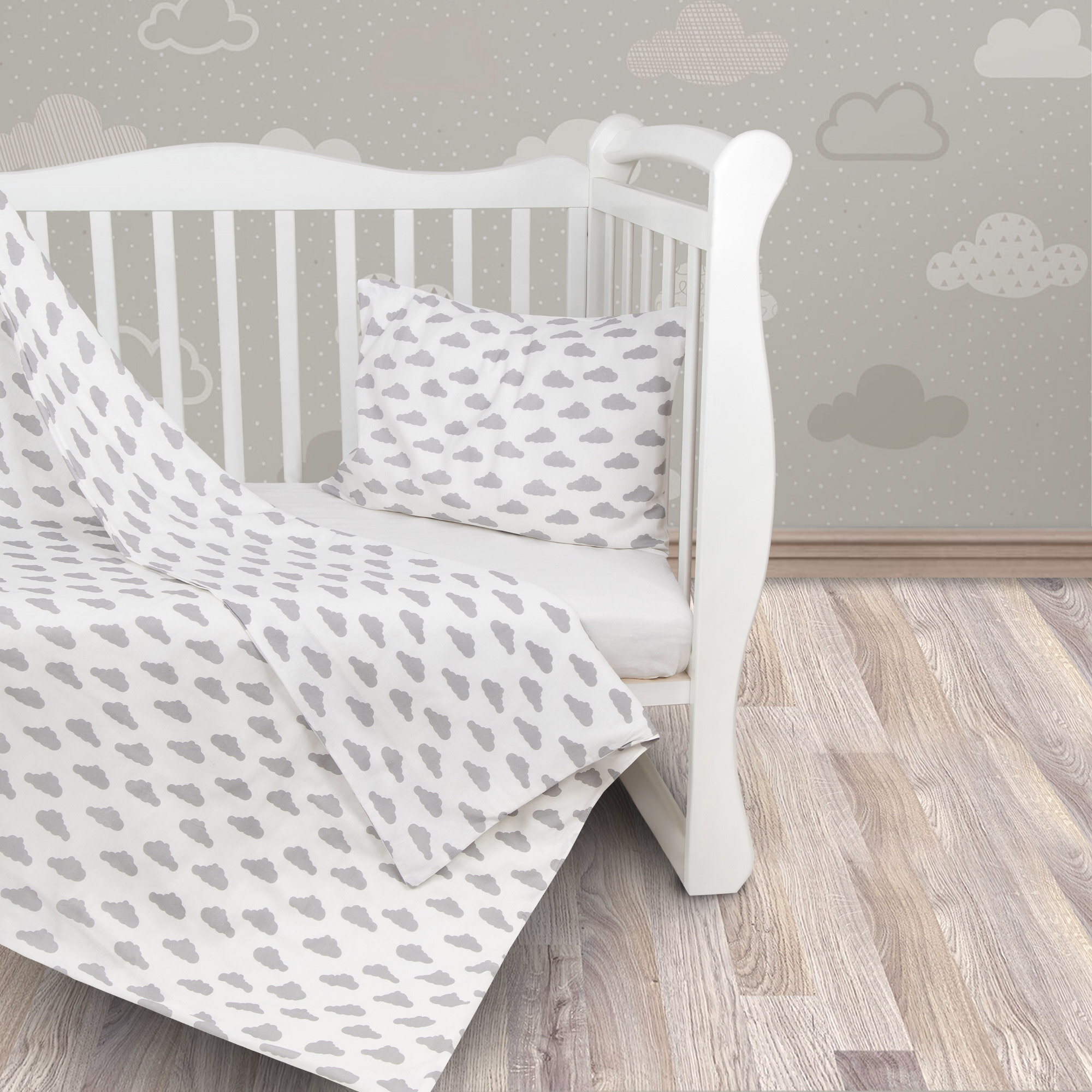 Комплект постельного белья Amarobaby Baby Boom, цвет: серый/белый - фото №5