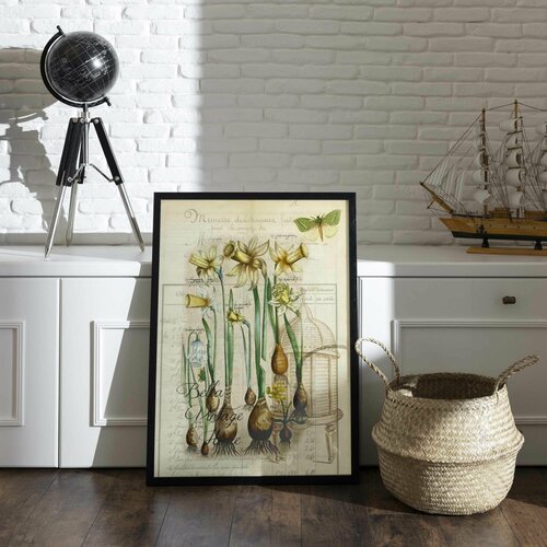 Постер с цветами 30х40 см, нарцисс, для интерьера и украшения комнаты, декор для дома, в подарок маме, на новоселье, День Рождения