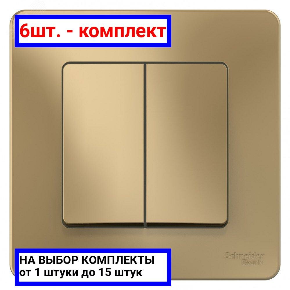 6шт. - BLANCA скрытой установки двухклавишный выключатель (cх.5), 10A, 250B, титан / Systeme Electric; арт. BLNVS010504; оригинал / - комплект 6шт
