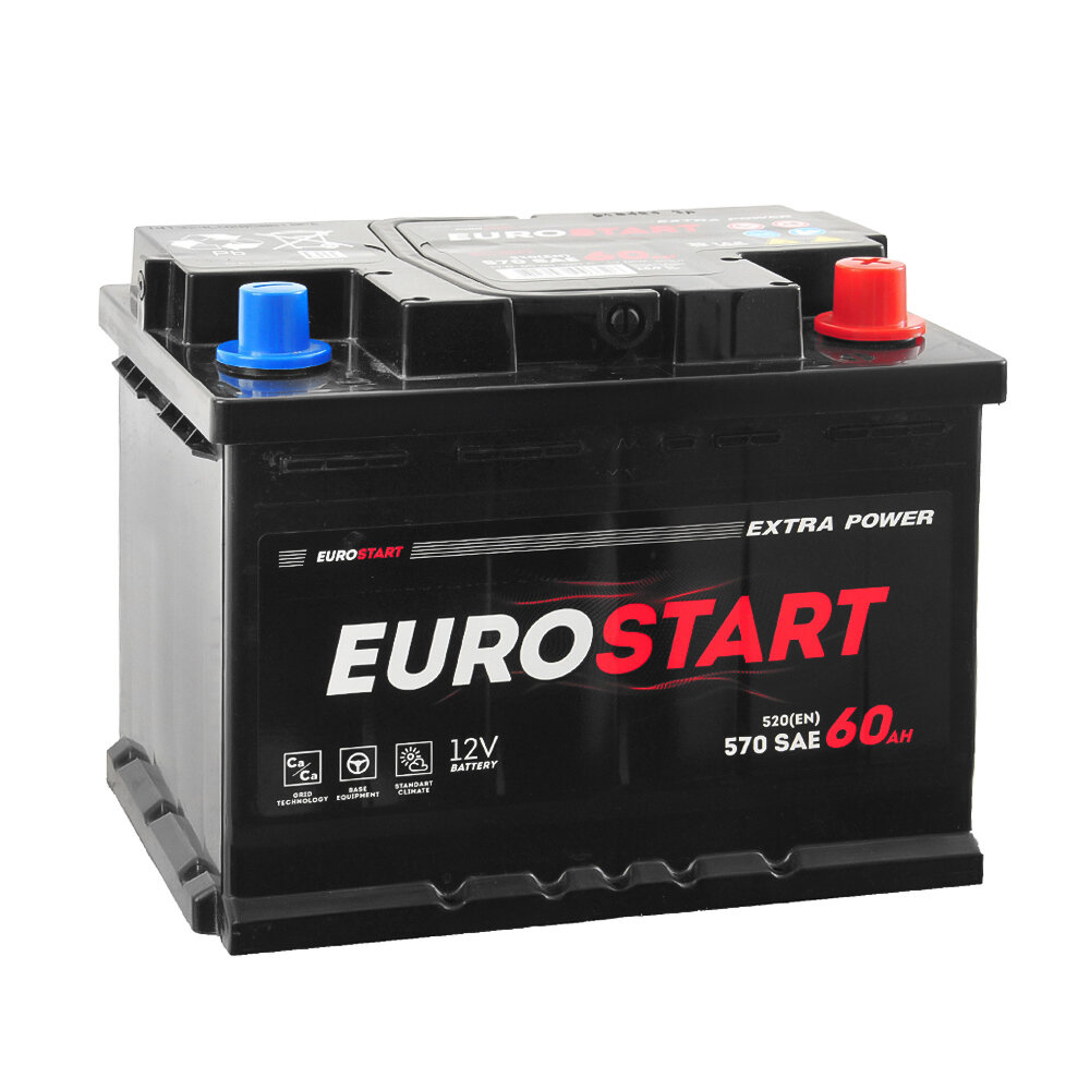 Аккумулятор EUROSTART EXTRA POWER 60 Ач 520А О/П EU600