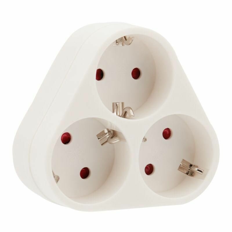 фото Разветвитель 3-м с заземл. 16А пирамида бел. Rexant 11-1069