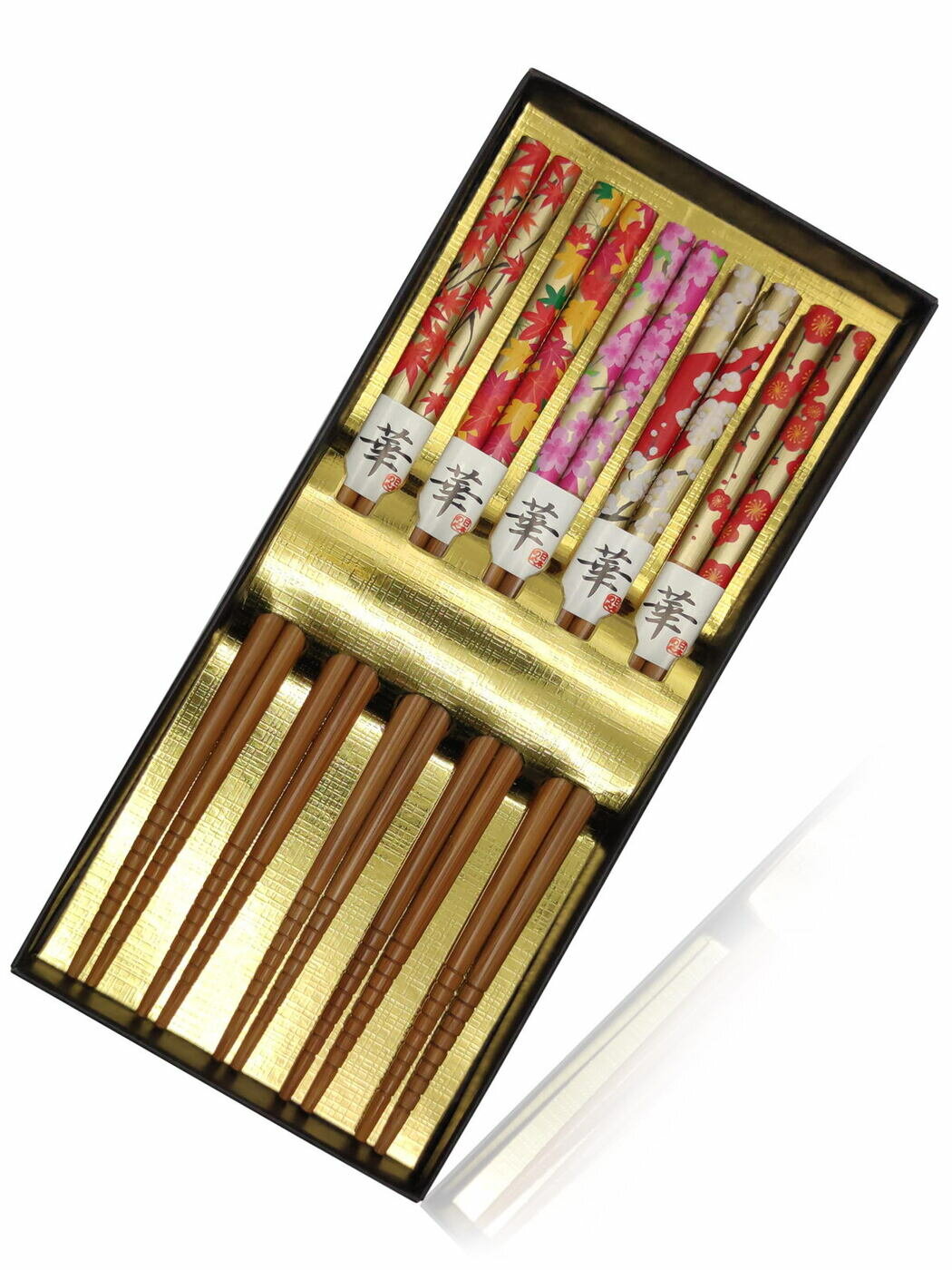 Подарочный набор палочек для еды, многоразовый, 5 пар Flower, дерево, Япония — фото 1