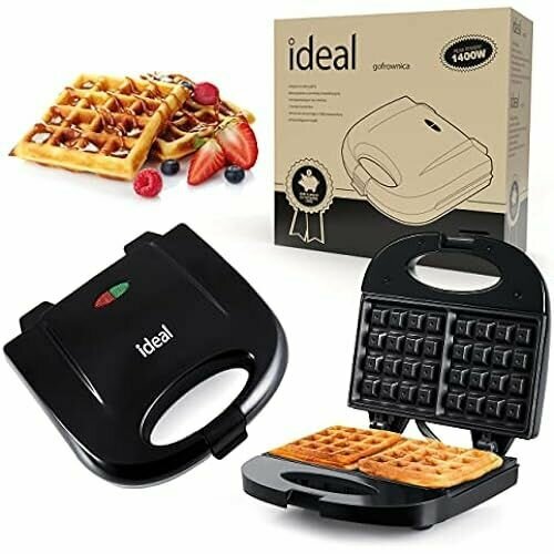 Ideal IK1601 Вафельница с антипригарным покрытием для классических вафель 2 вафли мощность 750 Вт черный 881300₽