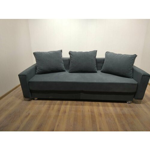 Диван-книжка Холлф ткань RS-17 серый, мягкий подлокотник , доска 1й сорт, ППУ, ткань, с ящиком для хранения 2150х950х850 (1400х1900) мебельный РАЙ