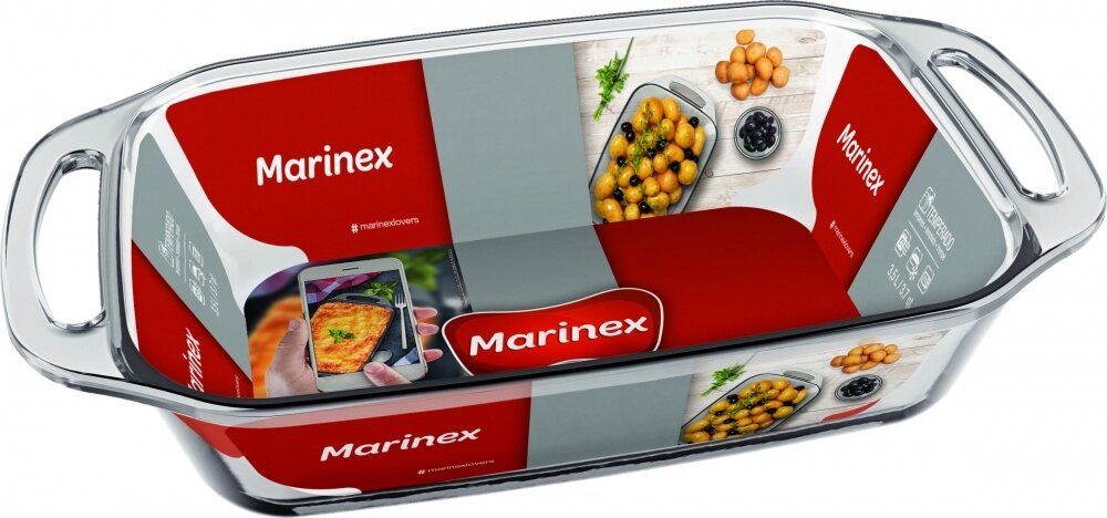 Marinex Прямоугольная 35 л Глубокая с ручками стекл. форма д/запекания (37.1 x 22.9 x 7 см) (6/300) (Б0050812)