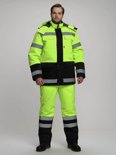 Изображение товара Костюм зимний Дорожник-Ультра куртка-п/к (тк. Смесовая), лимон/черный СОП, размер 52-54, рост 170-176