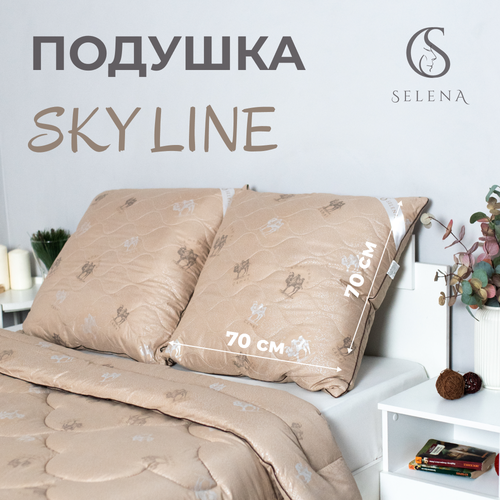 Подушка SELENA Sky line Верблюжья шерсть, 70 х 70 см, высота 8 см золотистый, коричневый, бежевый