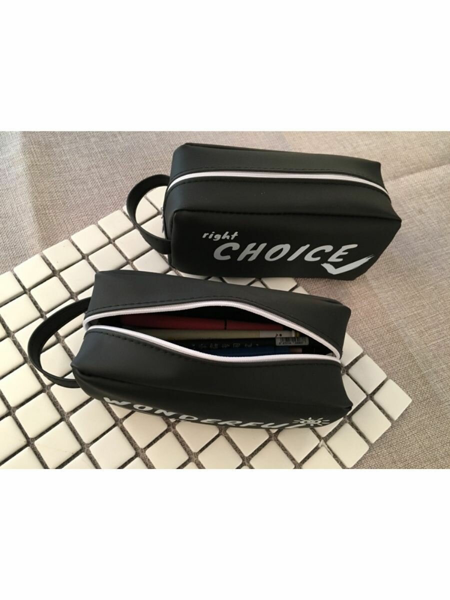 Пенал "Believe", на молнии, искусственная кожа, черный, 1 шт — фото 1