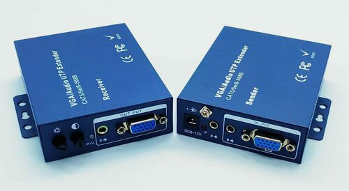 Изображение товара Удлинитель VGA 300 метров (приемник и передатчик) с аудио 3,5 по витой паре Cat 5/6