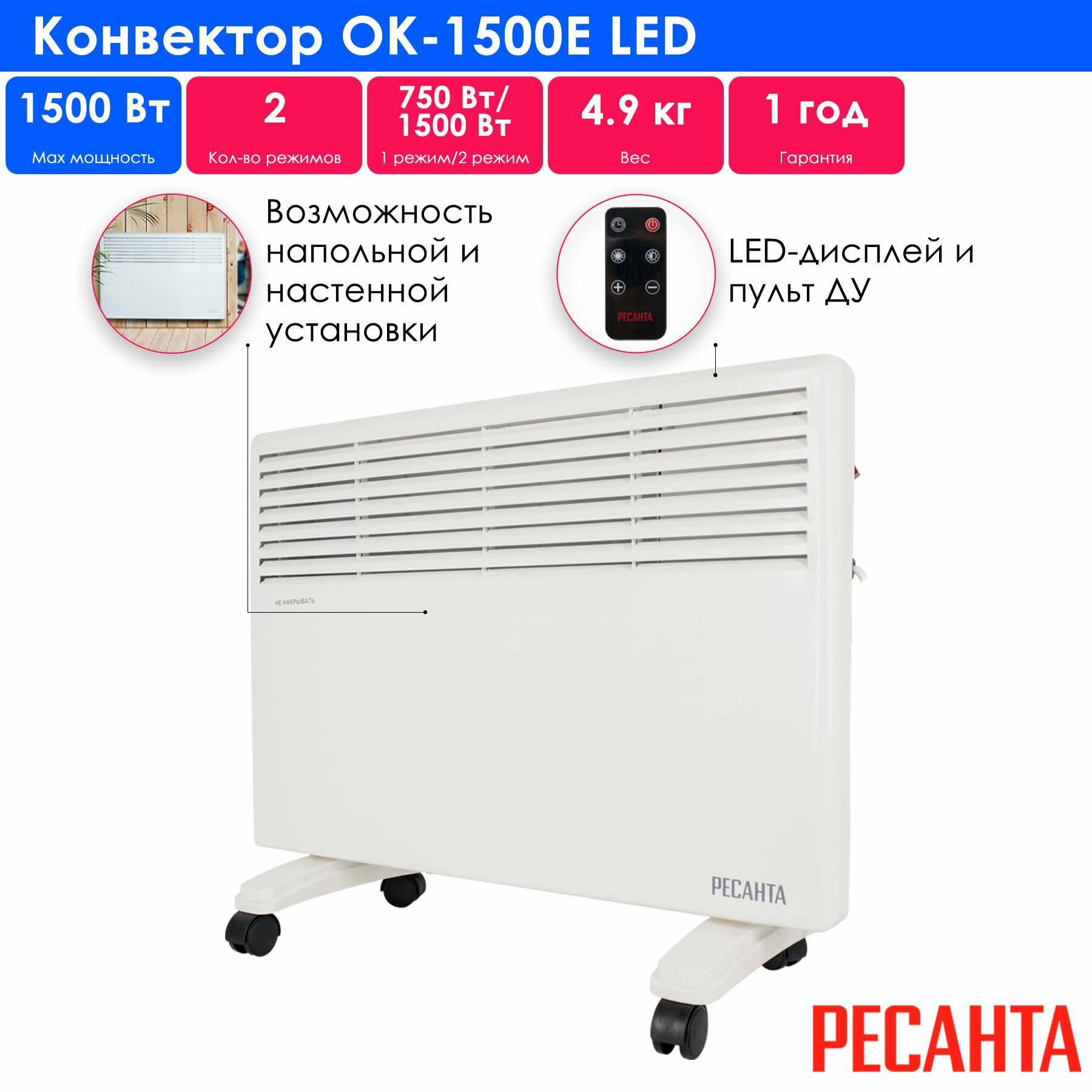Конвектор электрический Ресанта - фото №1
