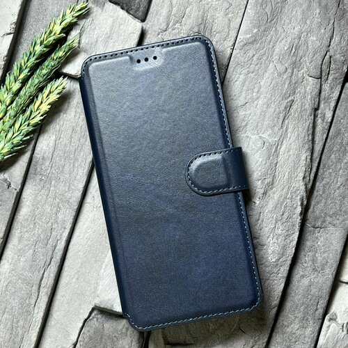 Чехол книжка для Tecno Spark Go 1/ Tecno Go 2025/ Tecno Pop 9 c магнитной застежкой (Техно Спарк Го 1, Техно Поп 9) c хлястиком и отделением под карты синий
