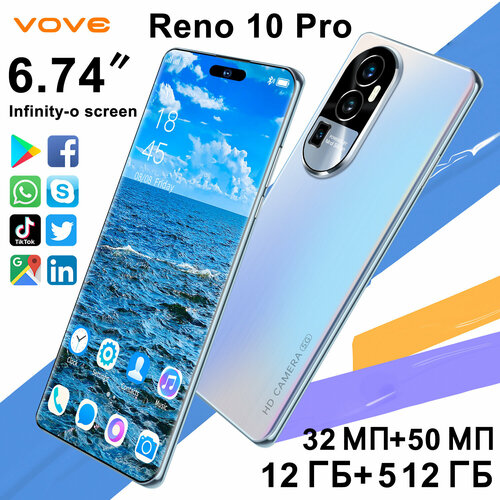 Смартфон Reno10Pro 12512 ГБ 674-дюйма андроид смартфон игровой смартфон 30000₽