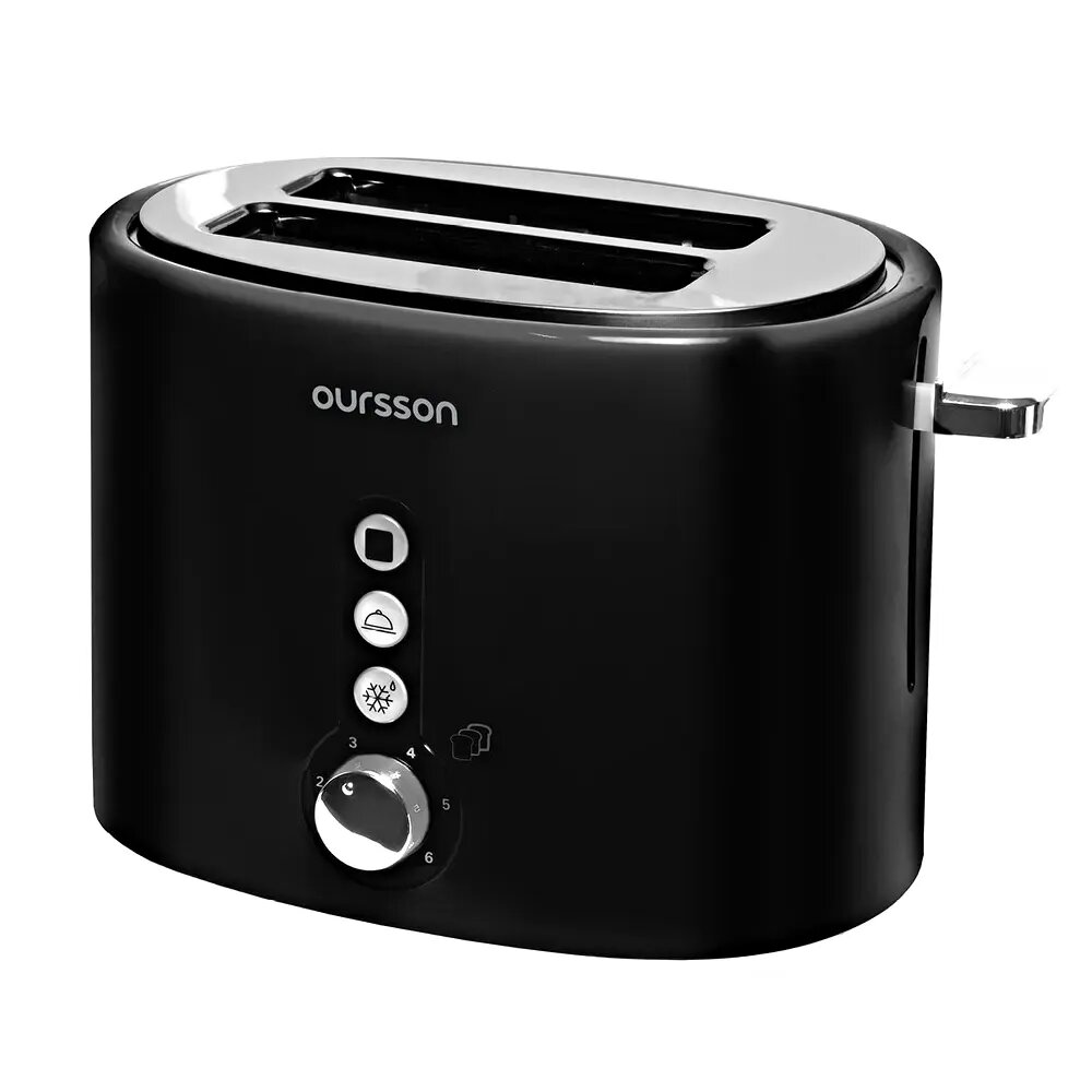Тостер Oursson TO2110/BL, черный, 2 тоста, функция подогрева, механическое управление